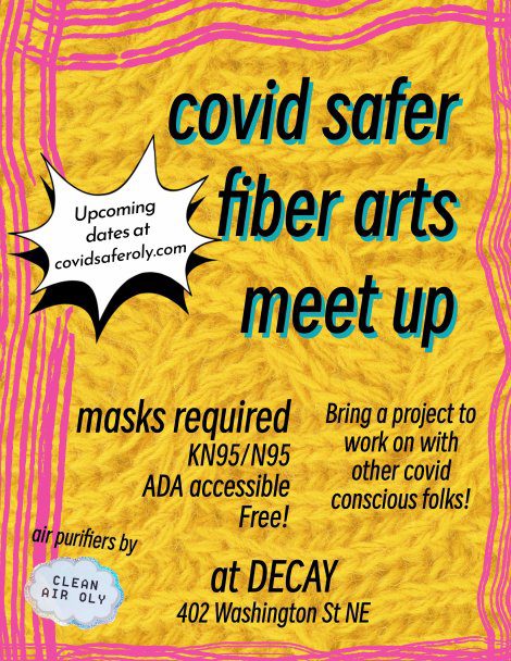 Flyer for Covid Safer Fiber Arts Meetup