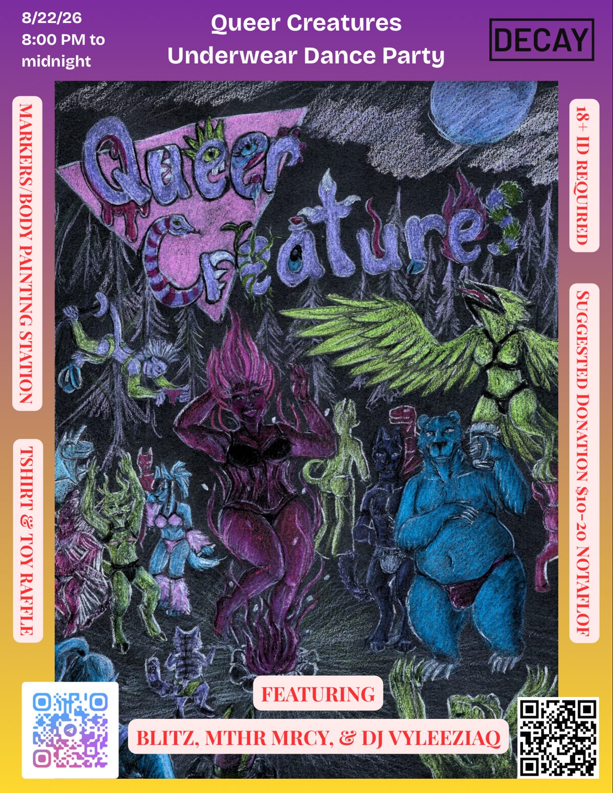 Flyer for Furry Queer Underwear Dance Party (18+)